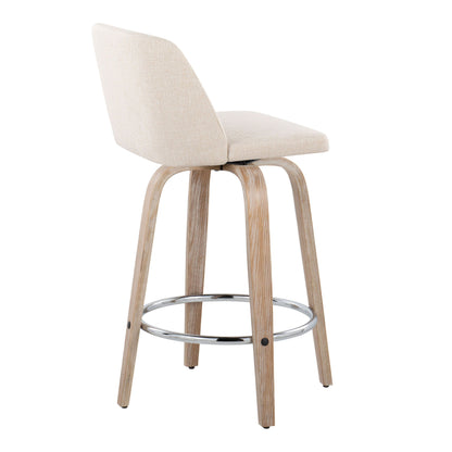 Toriano - Contemporary Fixed Height Counter Stool With Swivel & Round Footrest Modern Design (Set of 2)