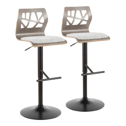 Folia - Mid-Century Modern Adjustable Barstool With Swivel (Set of 2) - Black / Light Gray