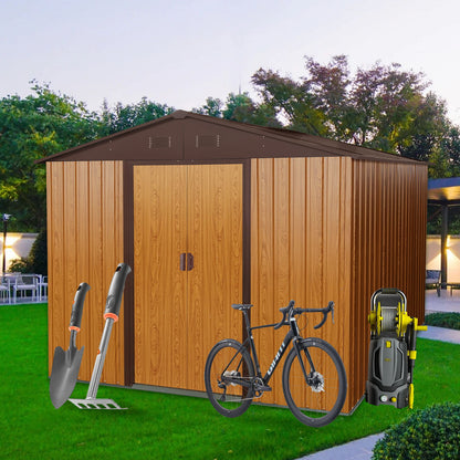 Outdoor Metal Storage Shed With Floor Base