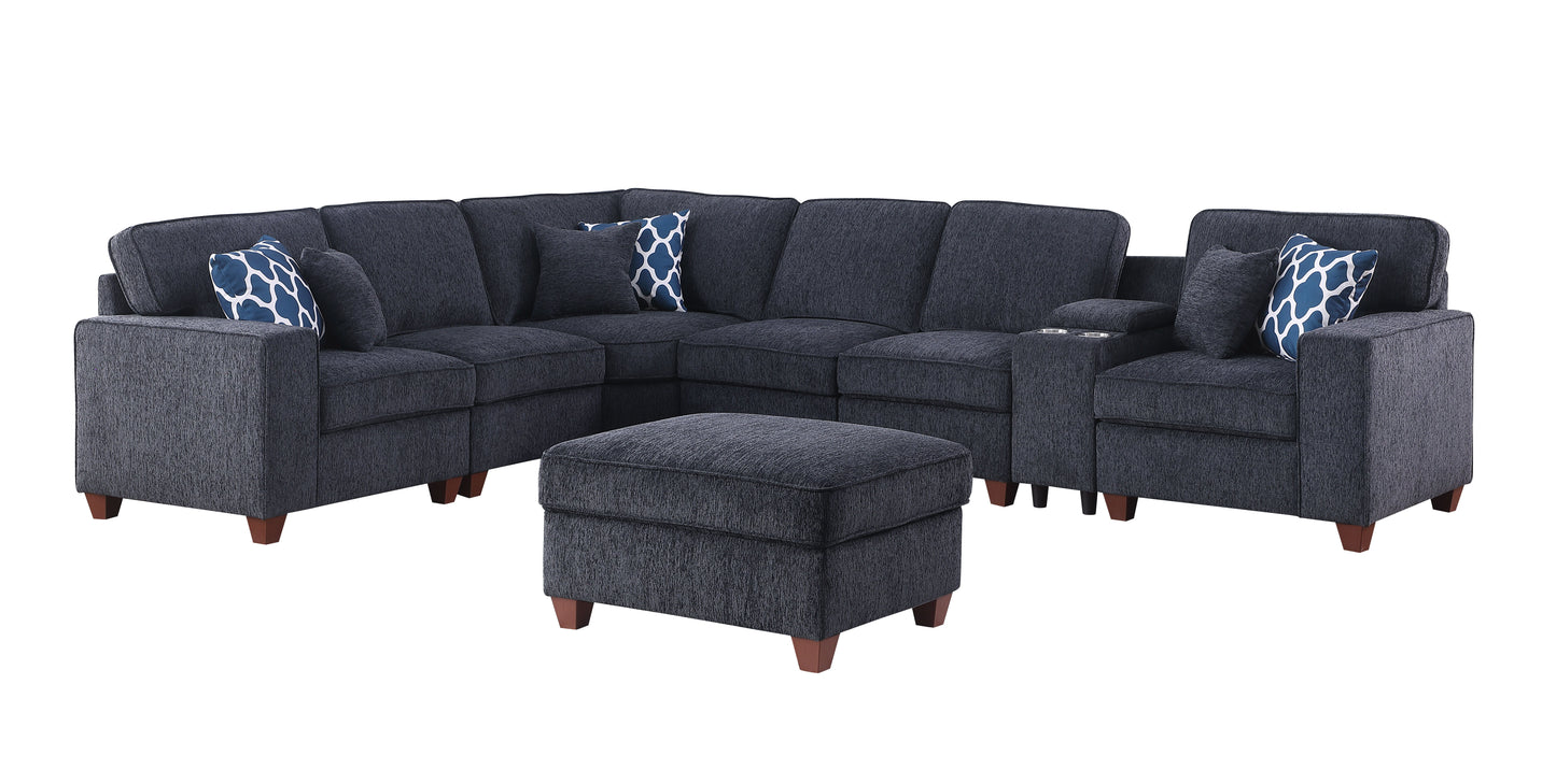 Gina - Sectional Sofa With Ottoman - Black