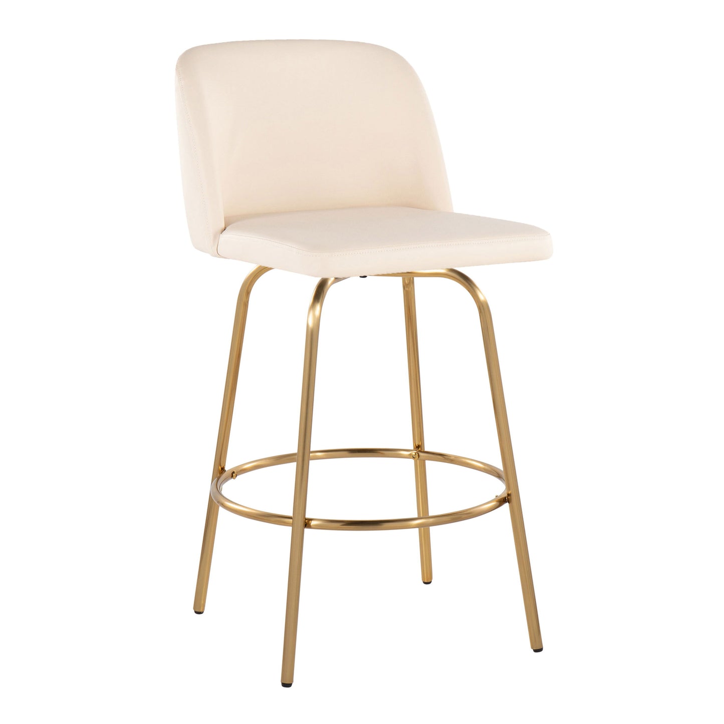 Toriano - Contemporary, Fixed Height Counter Stool With Swivel With Round Footrest (Set of 2)