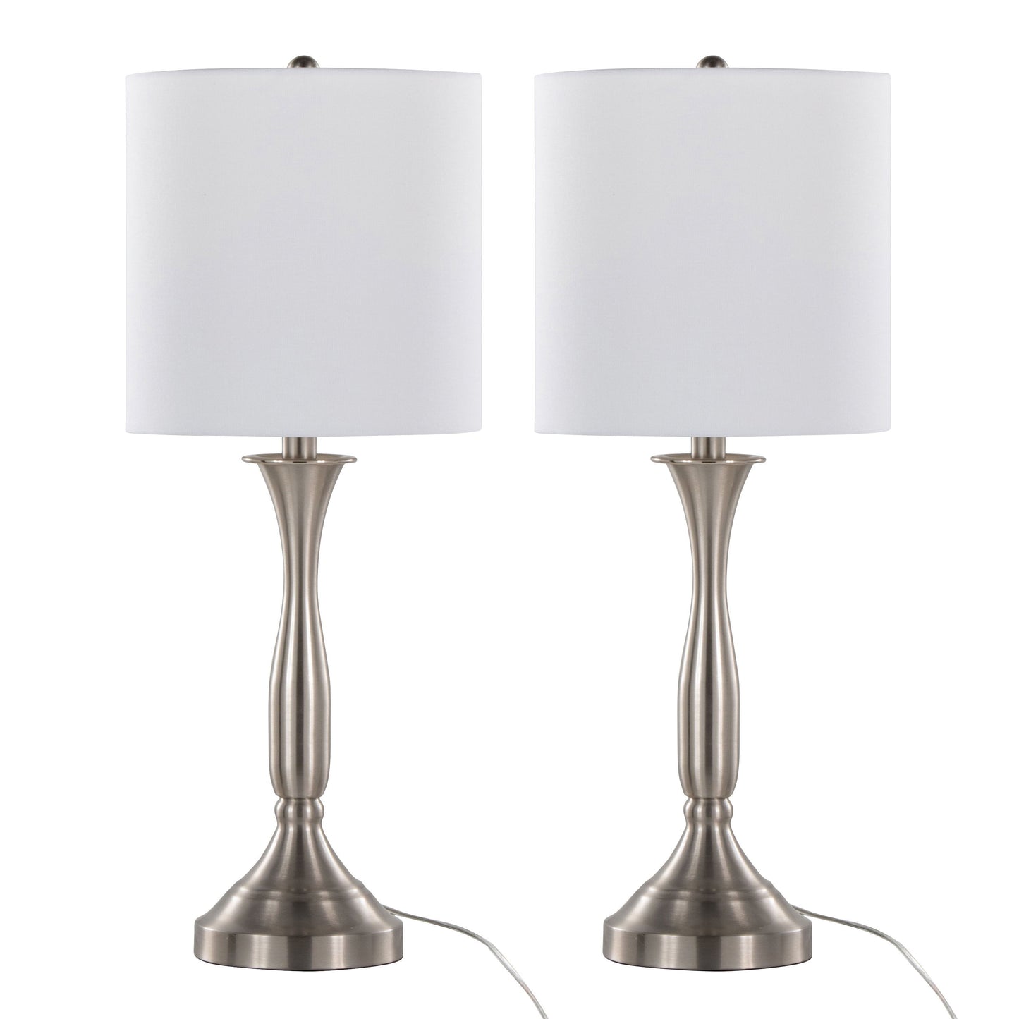 Sawyer - Contemporary Table Lamp (Set of 2) Built In USB Port - Nickel / White