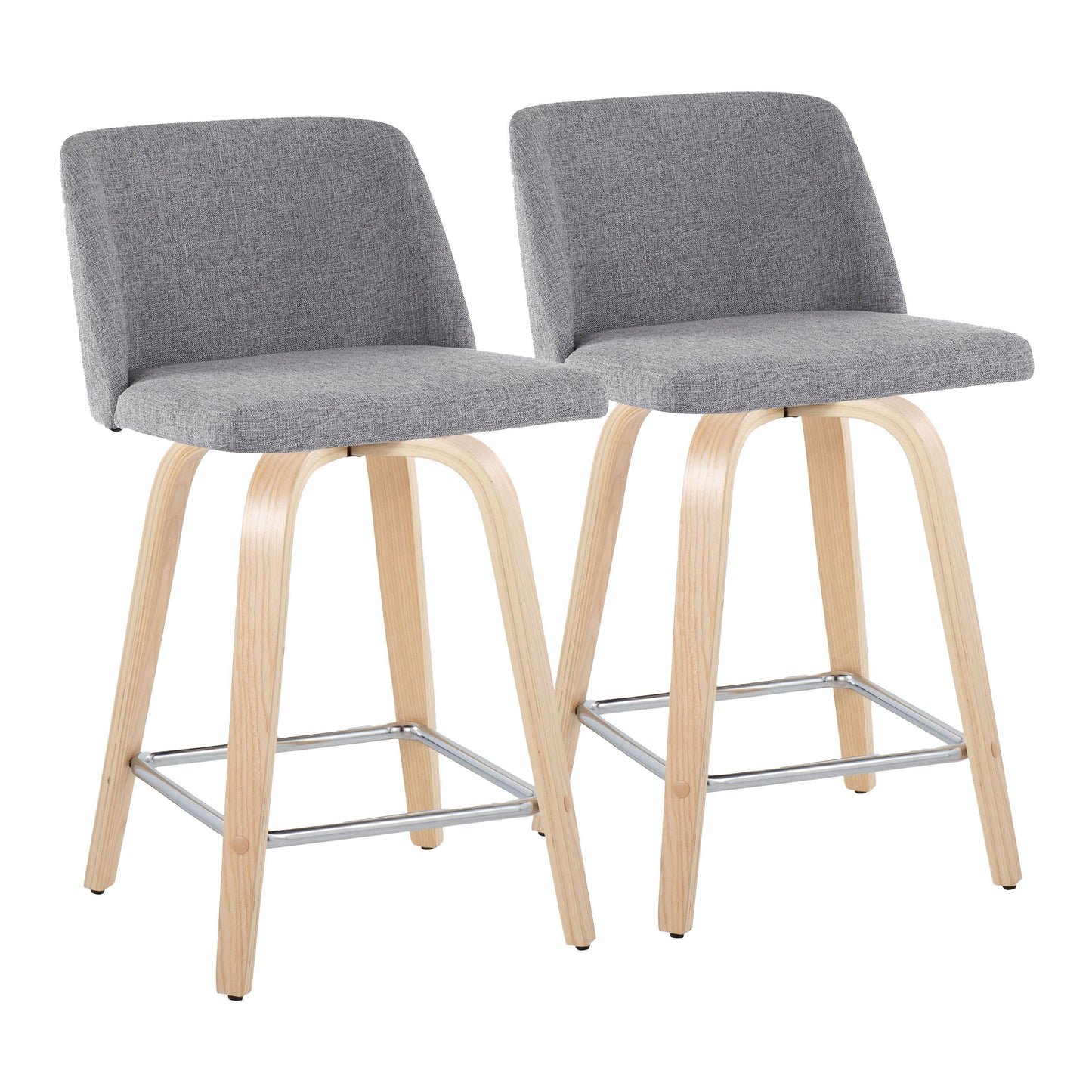 Toriano - Contemporary Fixed Height Counter Stool With Swivel With Square Footrest (Set of 2)