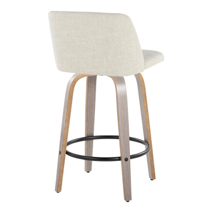 Toriano - Contemporary Fixed Height Counter Stool Swivel & Round Footrest (Set of 2)