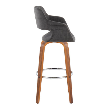 Vintage Flair - Mid Century Modern Fixed Height Barstool With Swivel & Round Footrest (Set of 2)