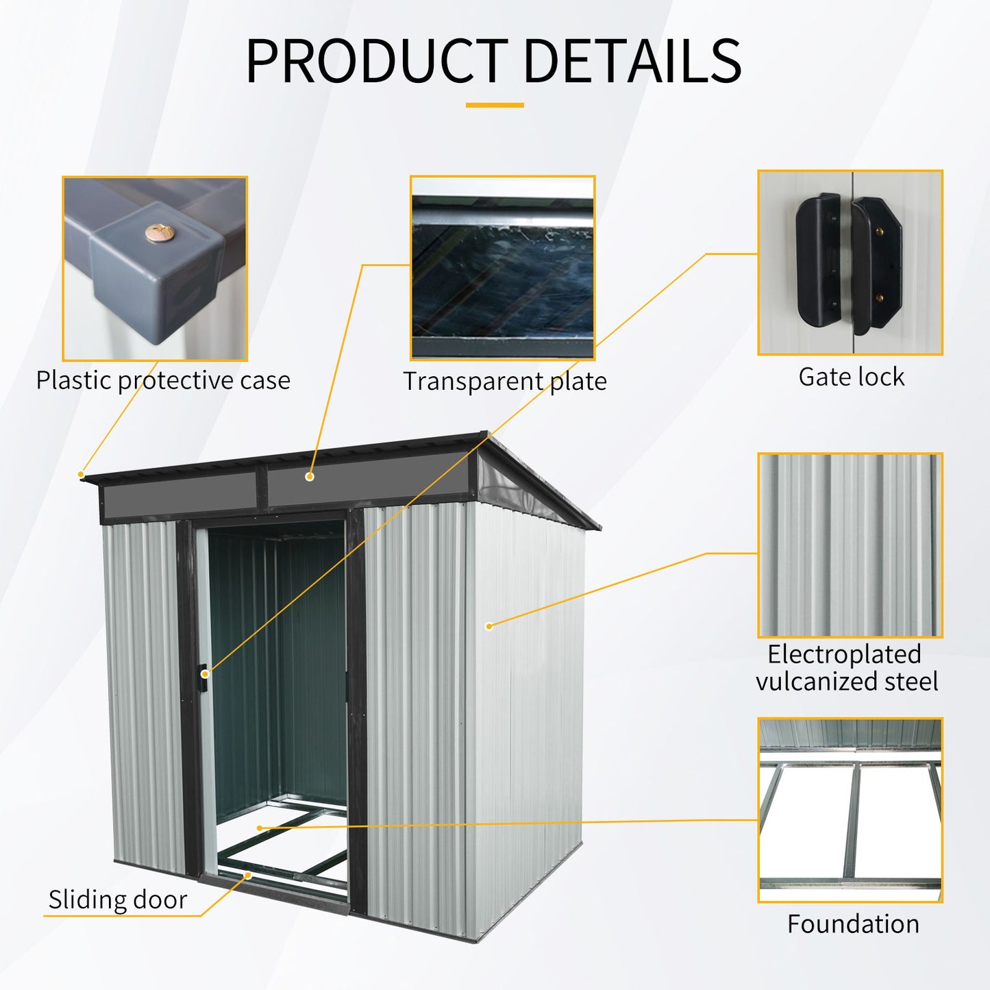 Outdoor Metal Storage Shed And Transparent Plate For Garden, Lawn