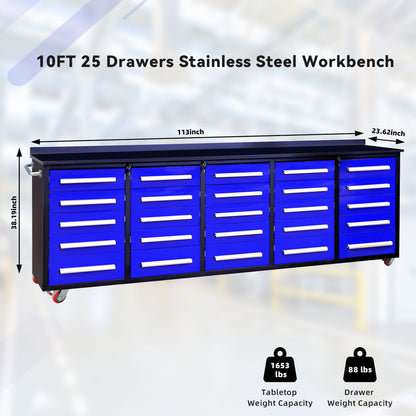 Workbench With Storage Drawers (25 Drawers)