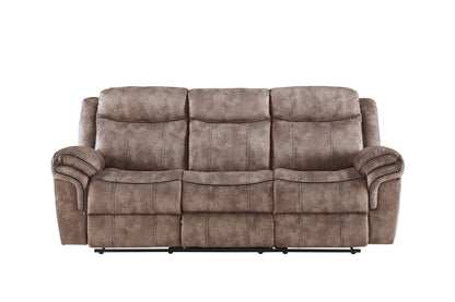 Zubaida - Two Tone Velvet Recliner Sofa With USB Port Drop Down Table