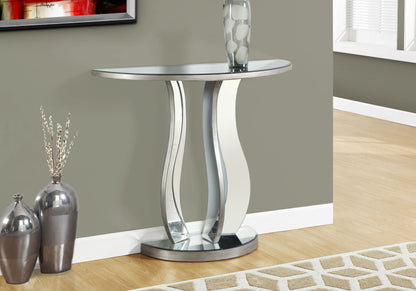 Accent Console Table For Entryway, Mirror, Transitional - Silver