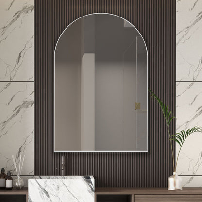 Arched Recessed Medicine Cabinet, Metal Framed Bathroom Wall Cabinet With Mirror And Adjustable Shelves, Wall Mirror With Storage For Bathroom