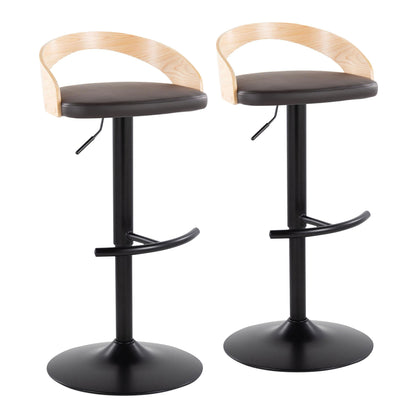 Grotto - Contemporary Adjustable Barstool With Swivel & Rounded T Footrest (Set of 2)