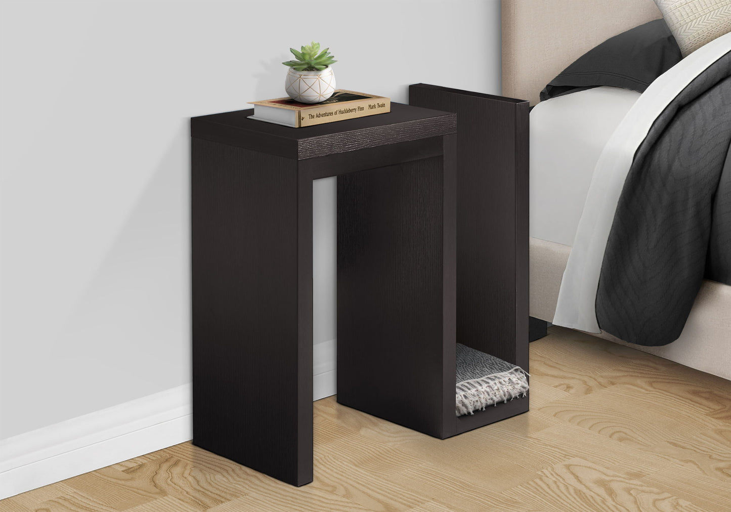 Accent Side Table, Narrow, Small, Contemporary & Modern - Brown