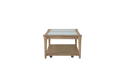 Frosted Glass Top Cocktail Table With Casters - Sand