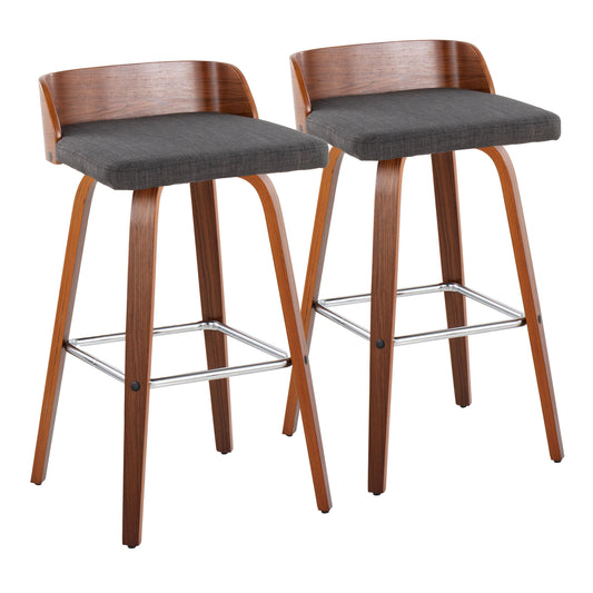 Maya - Mid Century Modern Fixed Height Barstool With Swivel With Square Footrest (Set of 2)