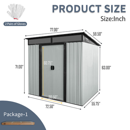 Outdoor Metal Storage Shed And Transparent Plate For Garden, Lawn