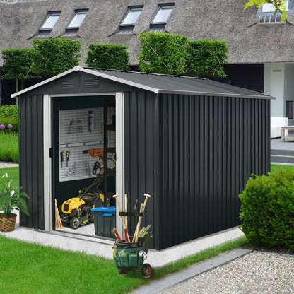 Outdoor Metal Storage Shed With Floor Base