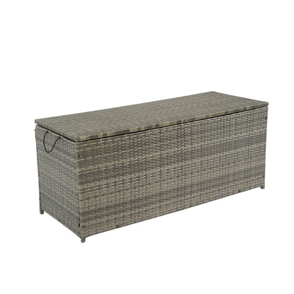 Outdoor Storage Box, Wicker Patio Deck Boxes With Lid, Outdoor Cushion Storage For Kids Toys, Pillows, Towel, Wicker