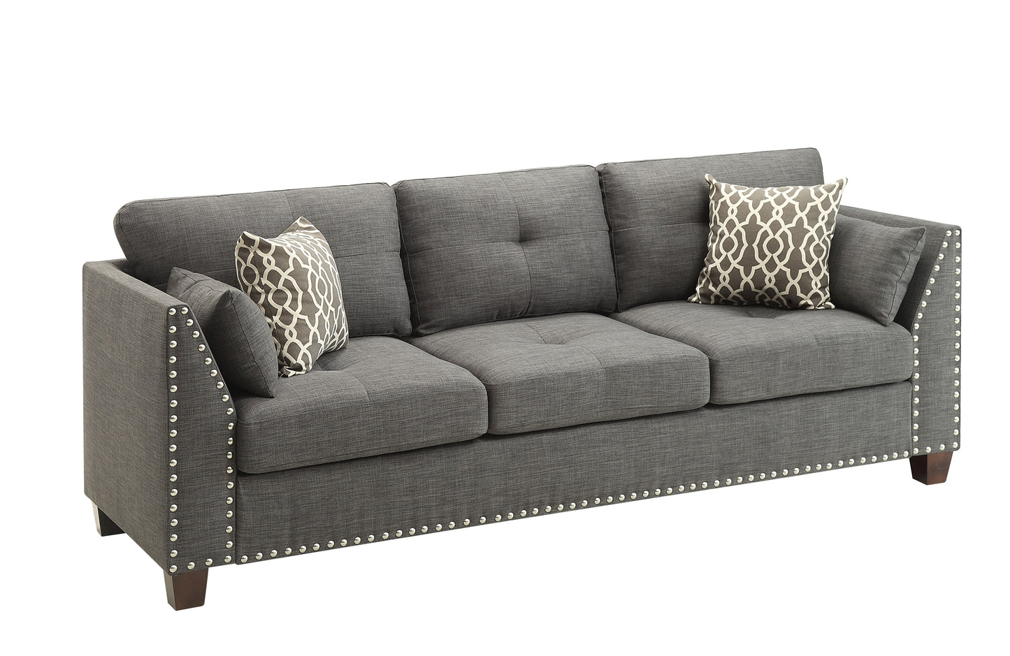 Laurissa - Linen Sofa With 4 Pillows - Light Gray