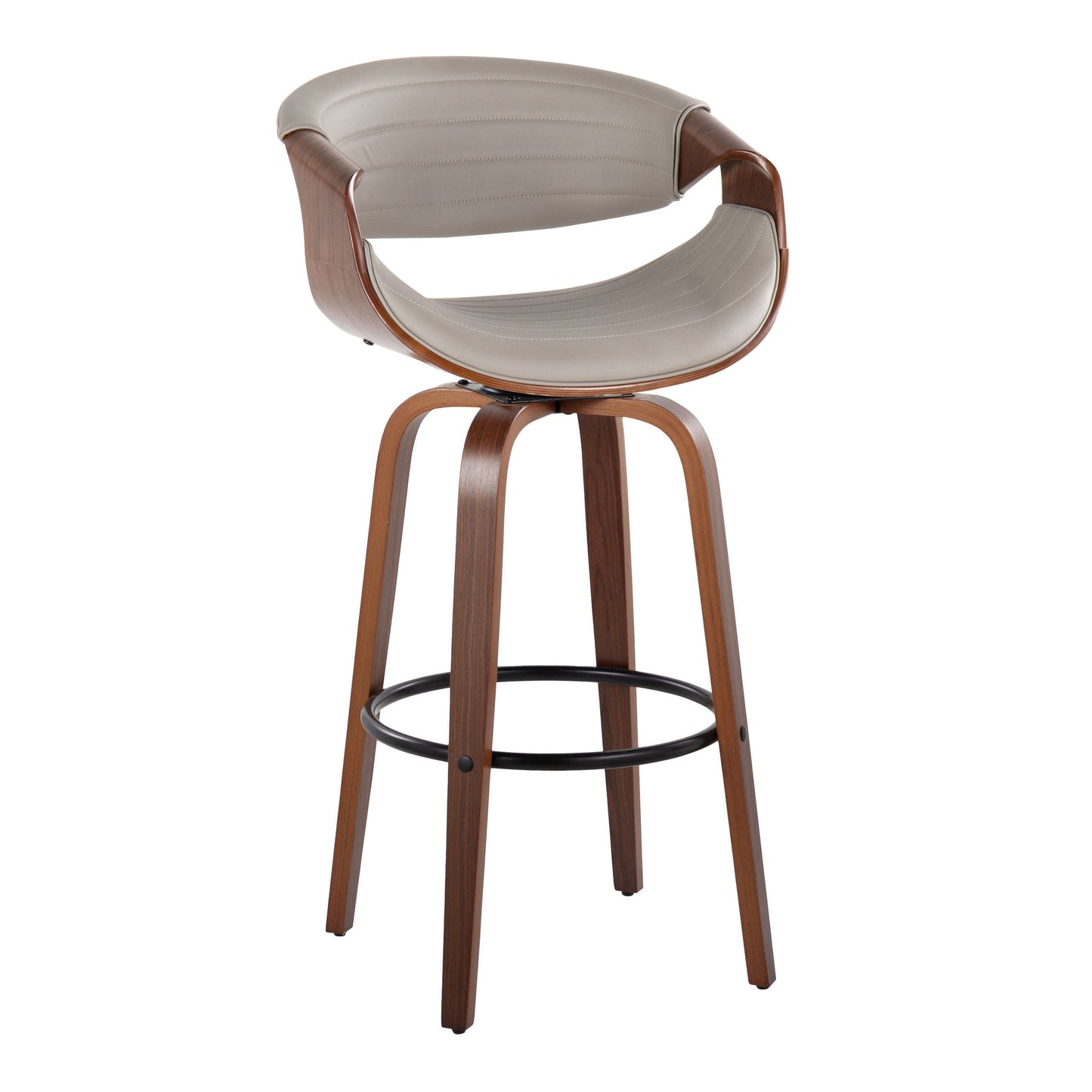 Symphony - Mid Century Modern Fixed Height Barstool With Swivel With Round Footrest (Set of 2)