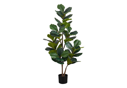 49" Tall, Artificial Plant, Fiddle Tree, Indoor, Faux, Fake, Floor, Greenery, Potted, Real Touch, Decorative - Green / Black