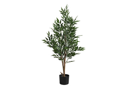 47" Tall, Artificial Plant, Acacia Tree, Indoor, Faux, Fake, Floor, Greenery, Potted, Silk, Decorative - Green / Black