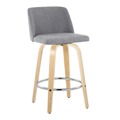 Toriano - Contemporary Fixed-Height Counter Stool With Swivel And Round Footrest (Set of 2)