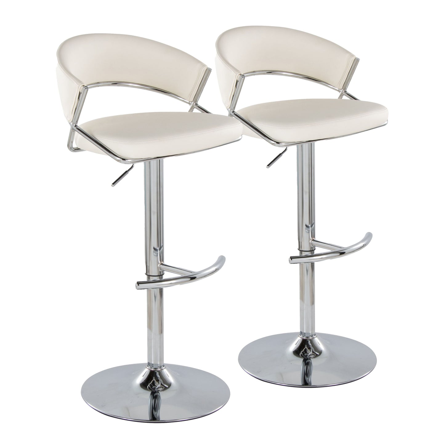 Jie - Contemporary Adjustable Barstool With Swivel & Rounded T Footrest (Set of 2)