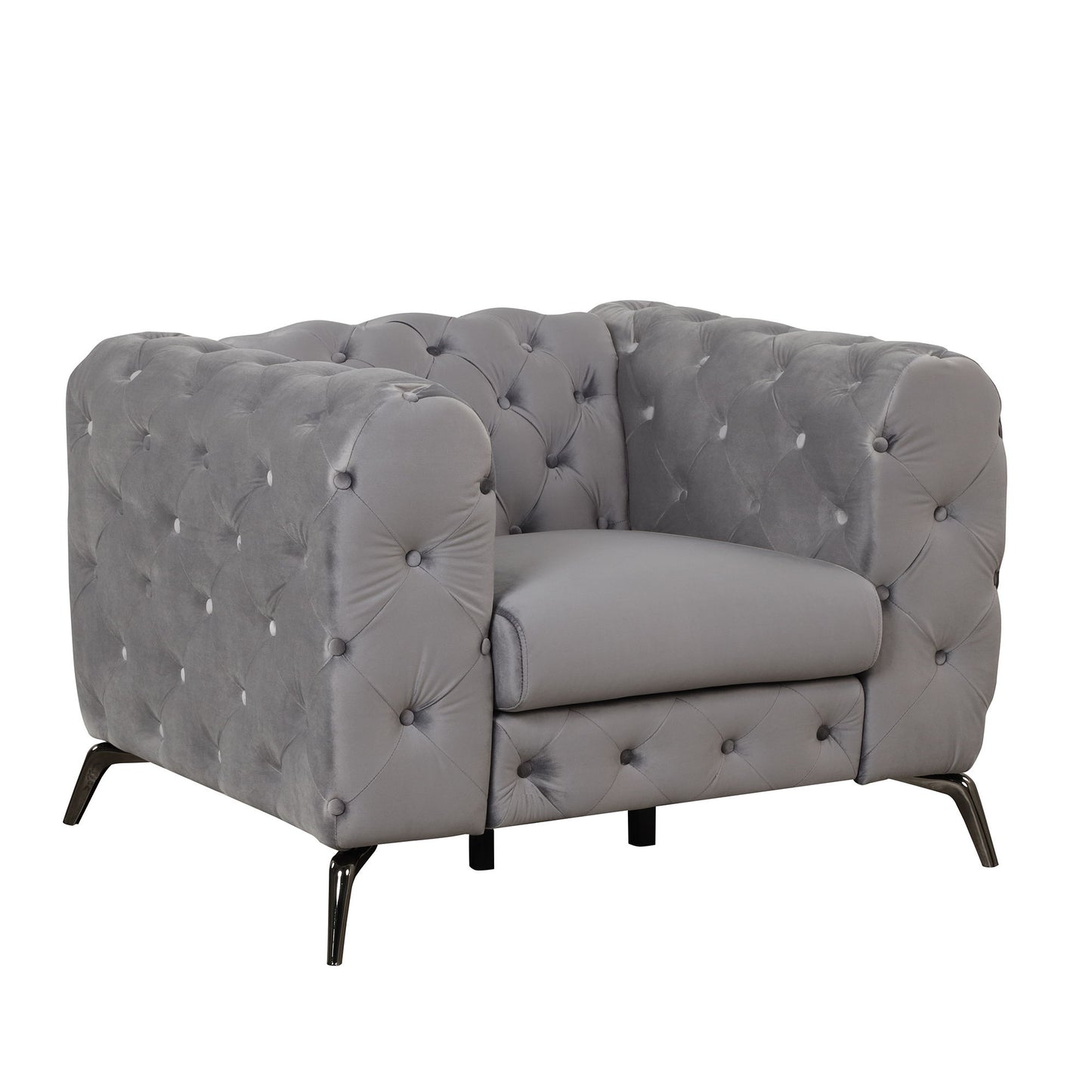 Velvet Upholstered Accent Sofa, Modern Single Sofa Chair With Button Tufted Back, Modern Single Couch For Living Room, Bedroom, Or Small Space