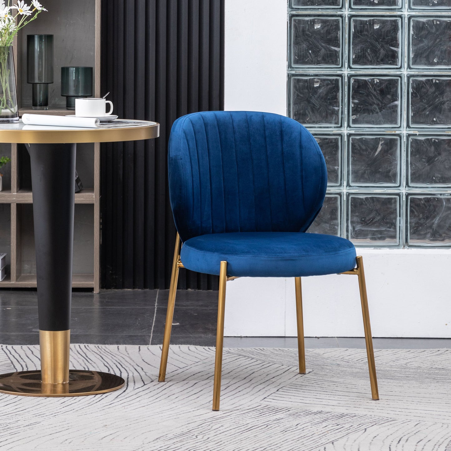 Amoa - Contemporary Velvet Upholstery Dining Chair - Blue