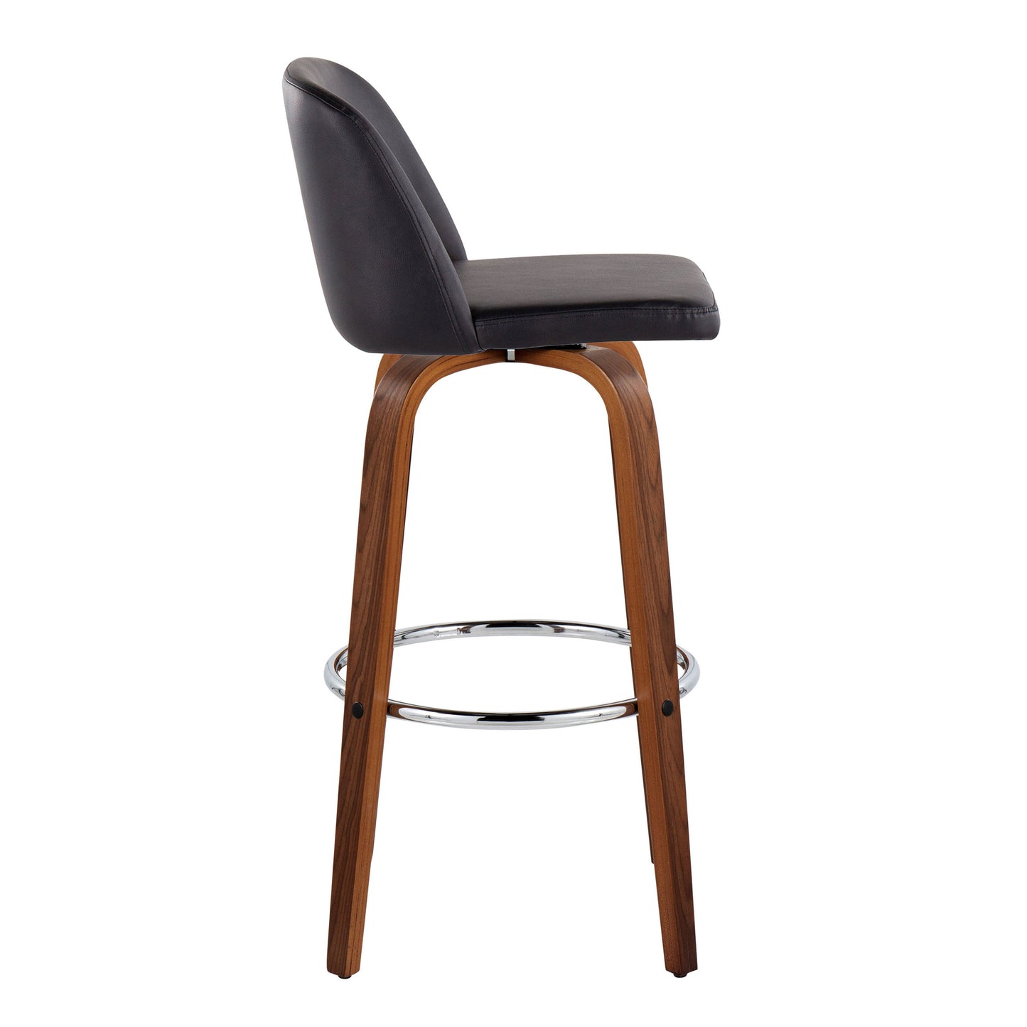 Toriano - Mid Century Modern Fixed Height, Barstool With Swivel With Round Footrest (Set of 2)