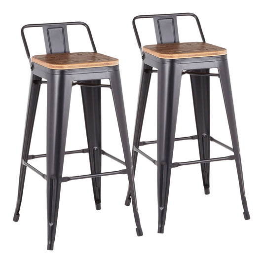 Oregon - Industrial Low Back Barstool (Set of 2) - Black