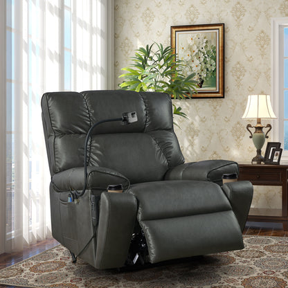 Recliner Chair With Phone Holder, Electric Power Lift Recliner Chair With 2 Motors Massage And Heat For Elderly, 3 Positions, 2 Side Pockets, Cup Holders