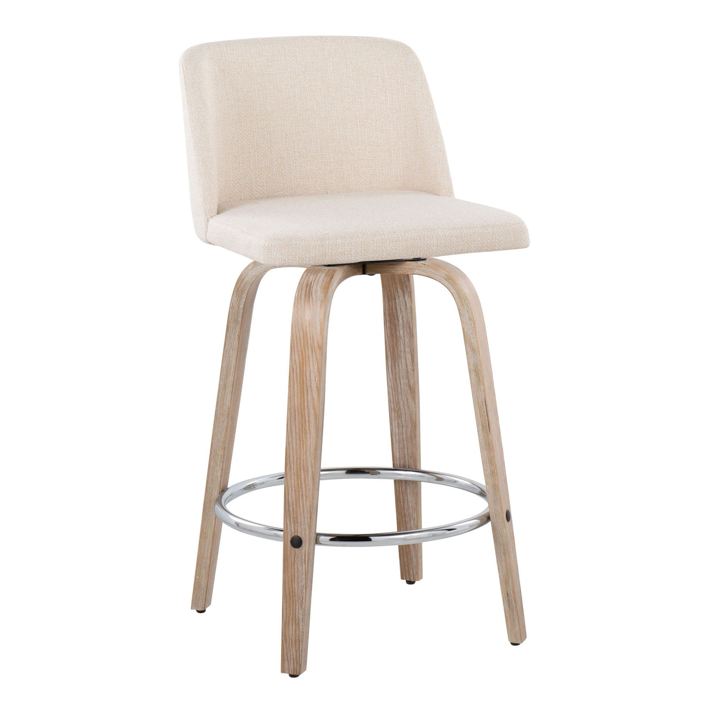 Toriano - Contemporary Fixed Height Counter Stool With Swivel & Round Footrest Modern Design (Set of 2)