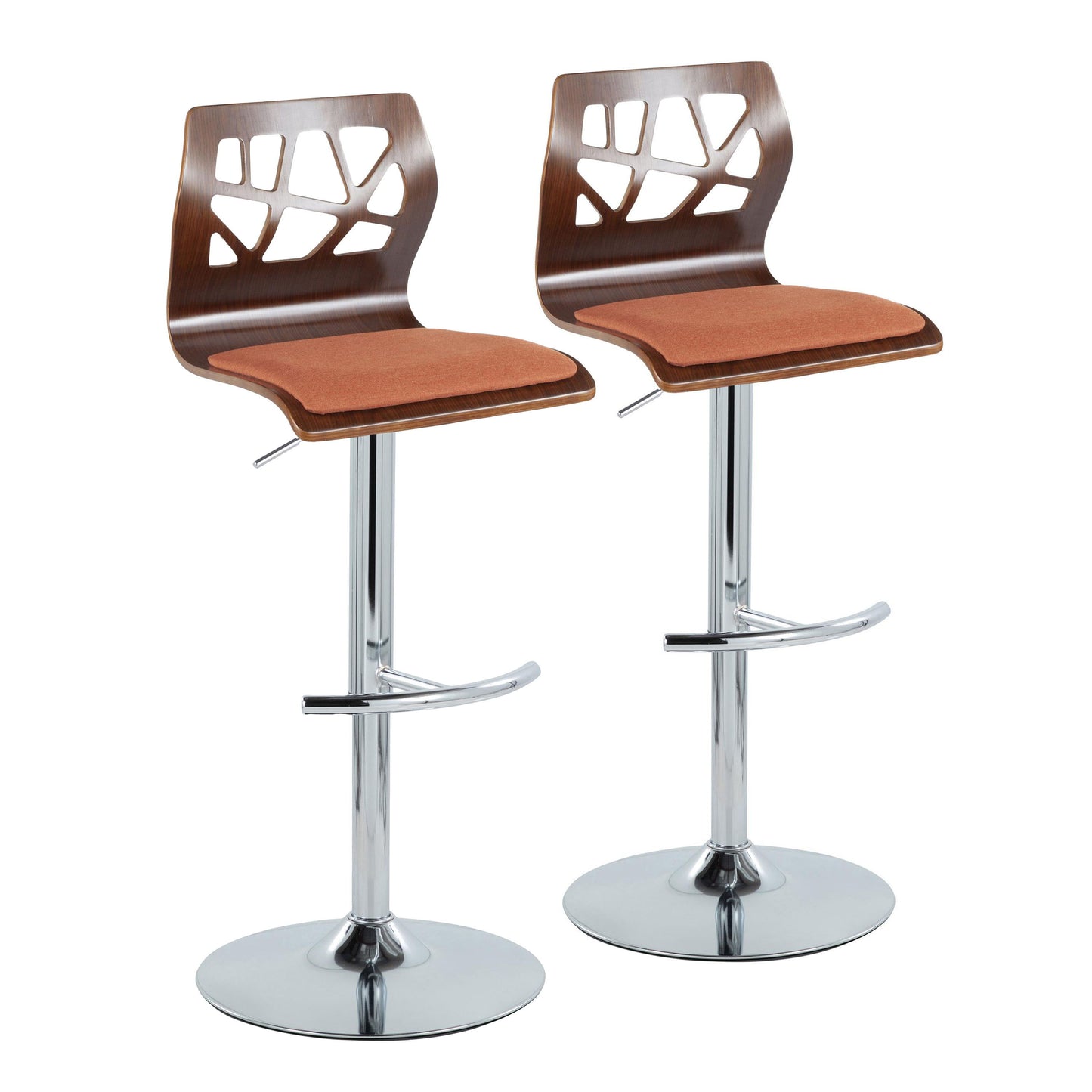 Folia - Mid Century Modern Adjustable Barstool & Swivel With Rounded T Footrest (Set of 2)