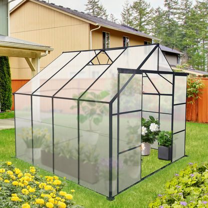 Double Door Polycarbonate Greenhouse Raised Base And Anchor Aluminum Heavy Duty Walk In Greenhouses For Outdoor Backyard In All Season