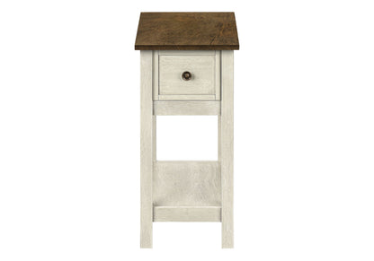 Accent End Table, 2 Tier, Narrow, Lamp, Storage Drawer, Charming Design