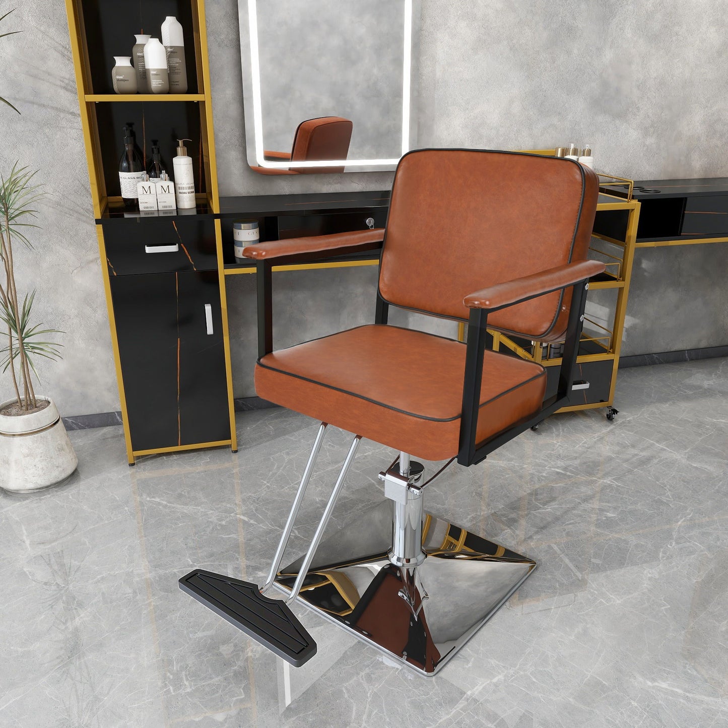 Classic Barber Chair, Styling Salon Chair With Hydraulic Pump Swivel Barber Chair, For Beauty Salon Spa Equipment - Brown