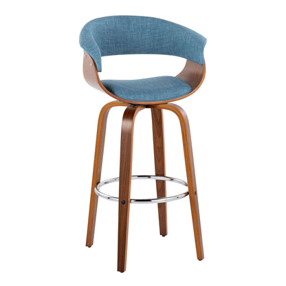 Vintage Mod - Mid Century Modern Fixed Height Barstool With Swivel With Round Footrest (Set of 2)