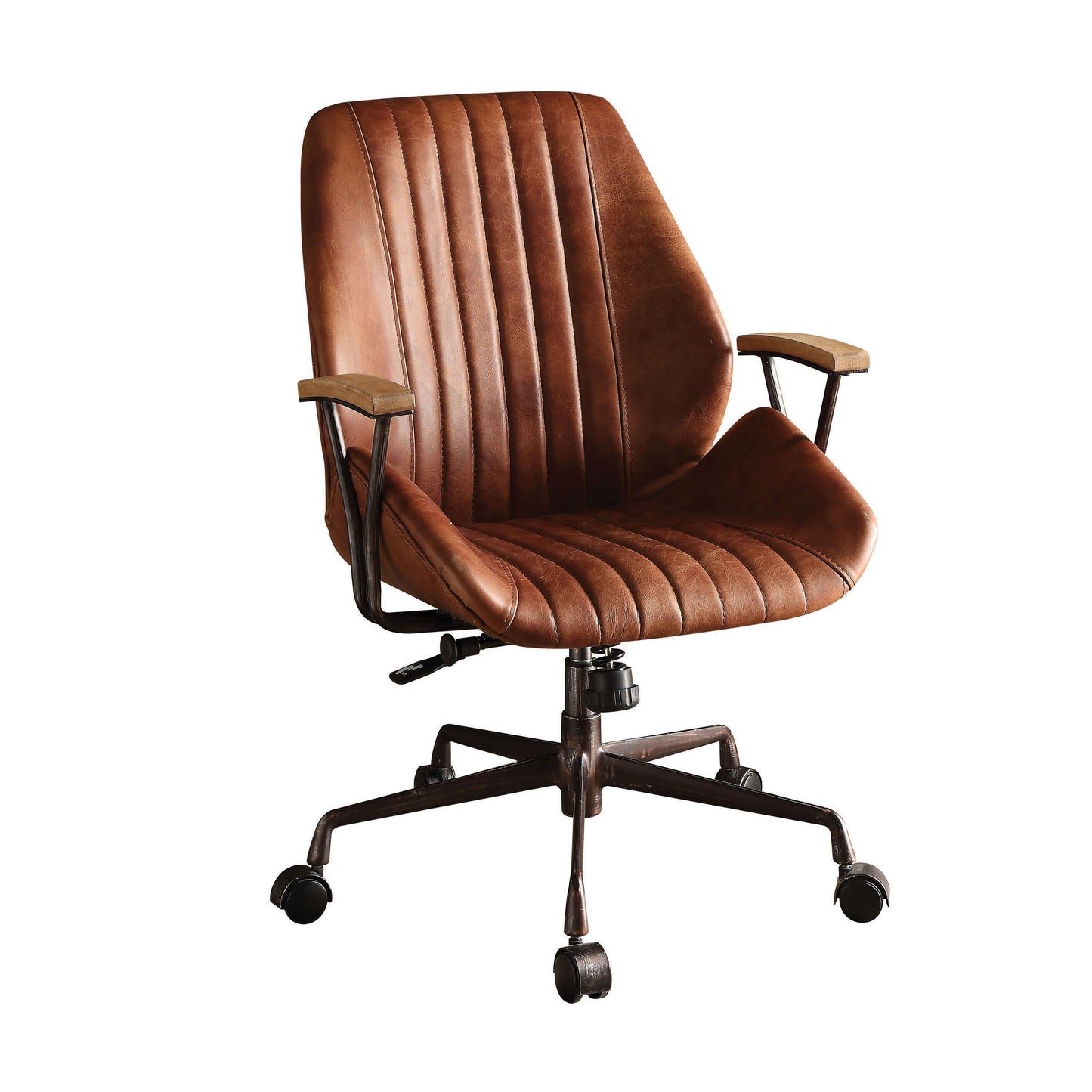 Brancaster - Aluminum Top Grain Leather Office Chair - Coffee