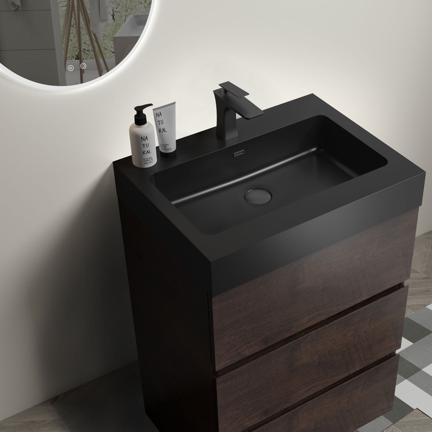 Alice - Bathroom Vanity With Large Storage Freestanding Bathroom Vanity, Sink For Modern Bathroom, One-Piece Sink Basin Without Drain And Faucet