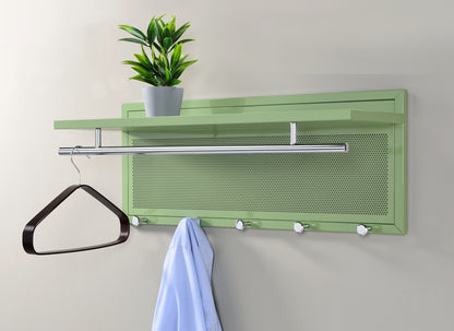 Esyspot - Metal Powder Coating Hook Wall Mounted With Shelf - Green