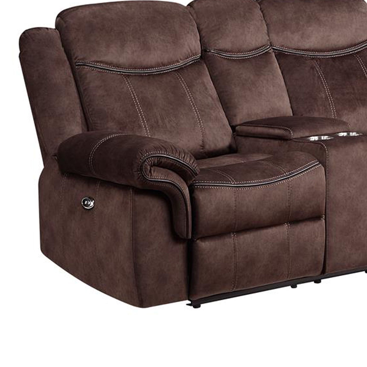 Jimny - Power Console Reclining Loveseat With Power Switch - Coffee