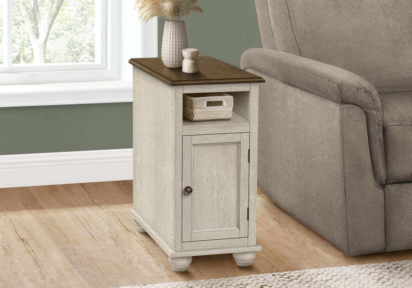 Accent End Table, Storage, Traditional - White