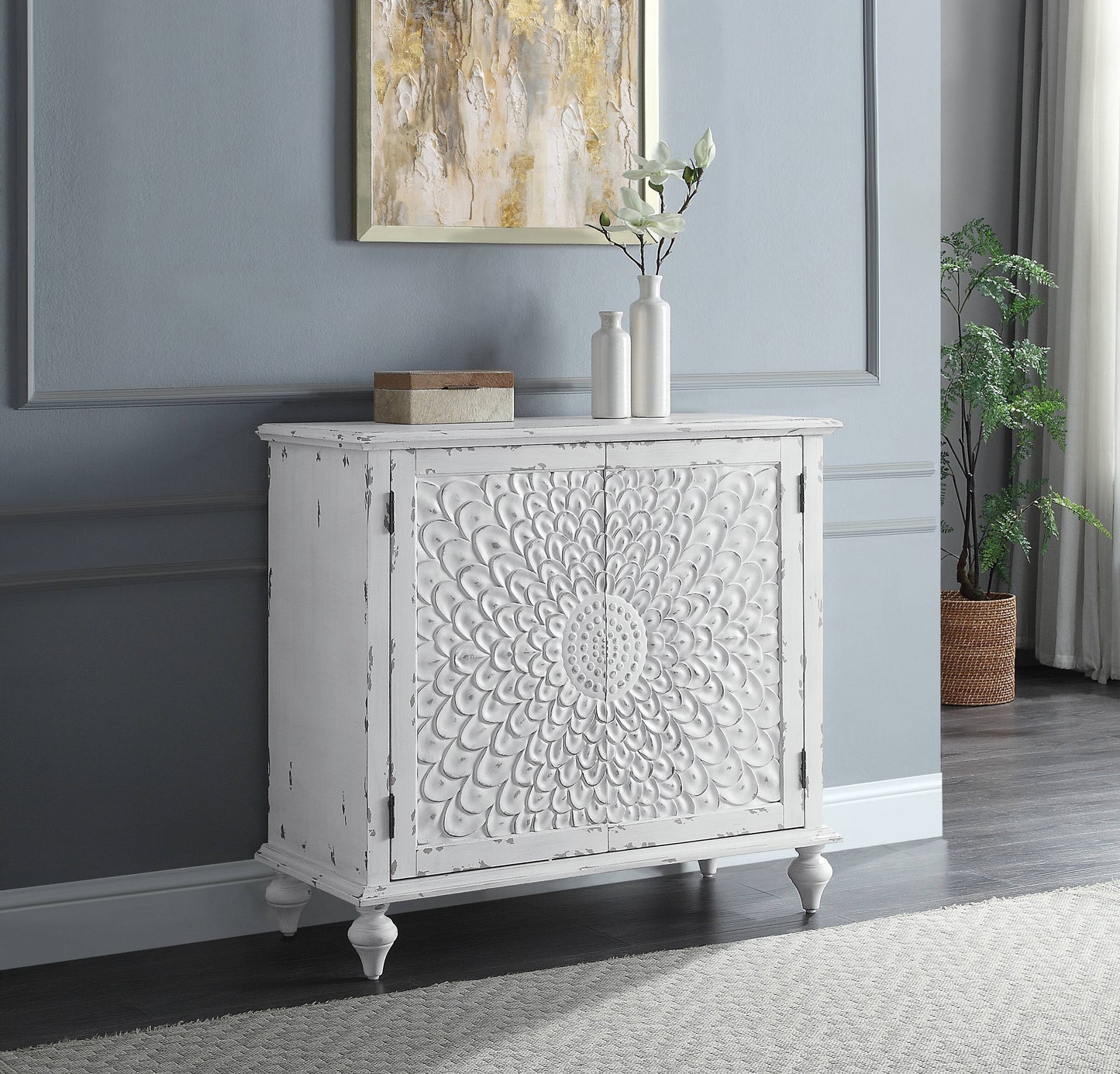 Daray - Antique Console Cabinet - White