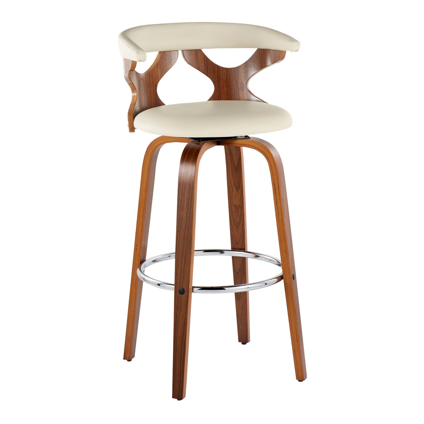 Gardenia - Mid Century Modern Fixed Height Barstool With Swivel With Round Footrest (Set of 2)