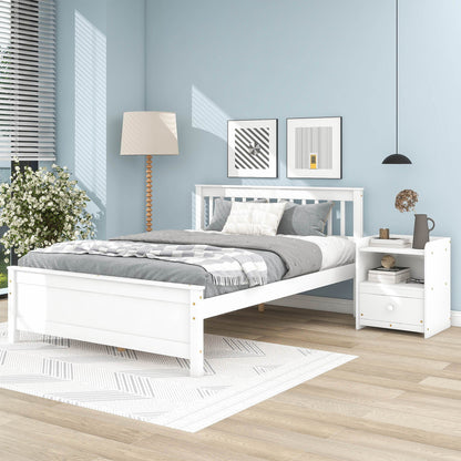 Bed With Headboard And Footboard For Kids, Teens, Adults, With A Nightstand