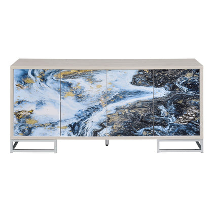 Liam - Marble Paint Console Cabinet - Multi