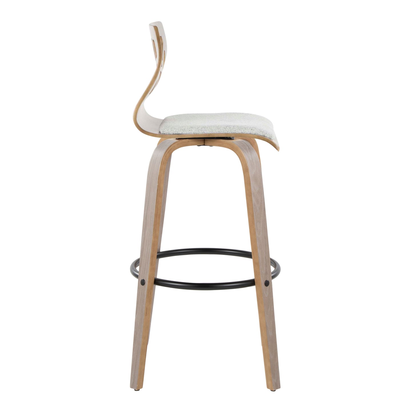 Folia - Contemporary Fixed Height Stool With Swivel With Round Footrest (Set of 2)