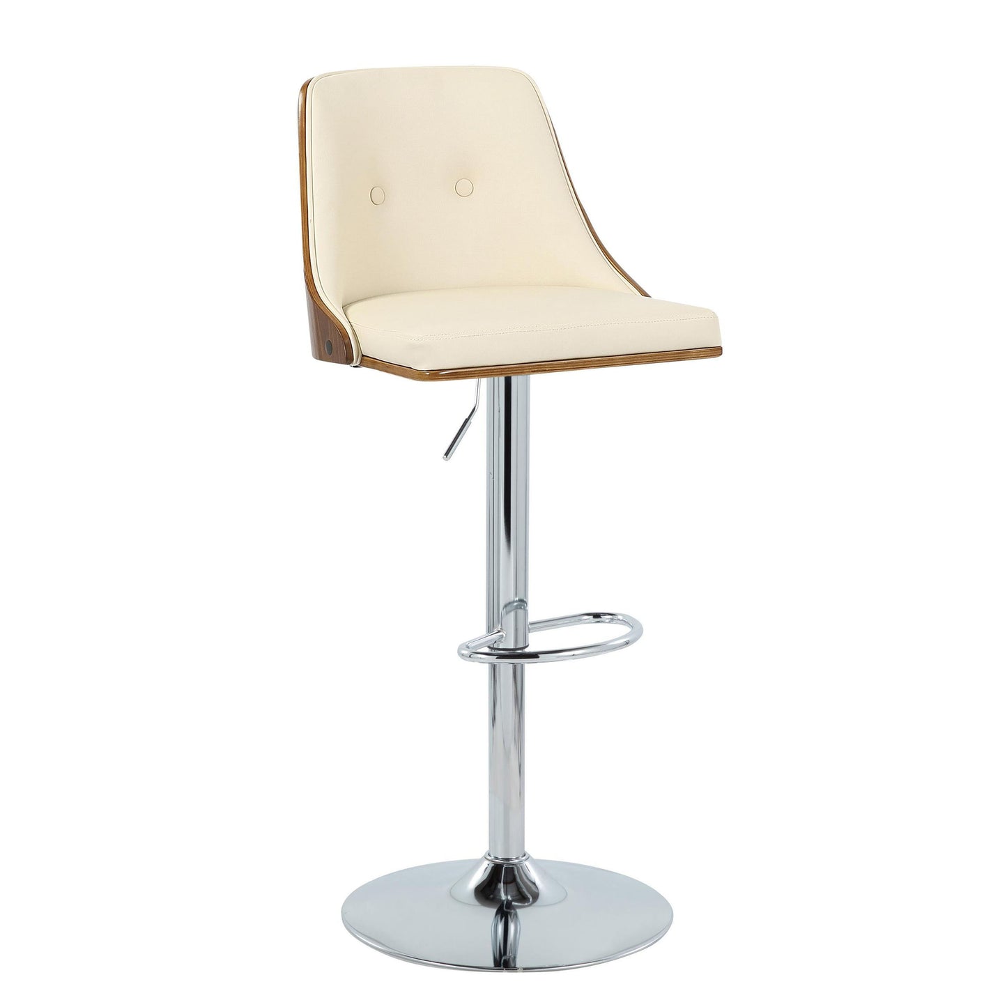 Gianna - Mid Century Modern Adjustable Barstool With Swivel With Oval Footrest (Set of 2)