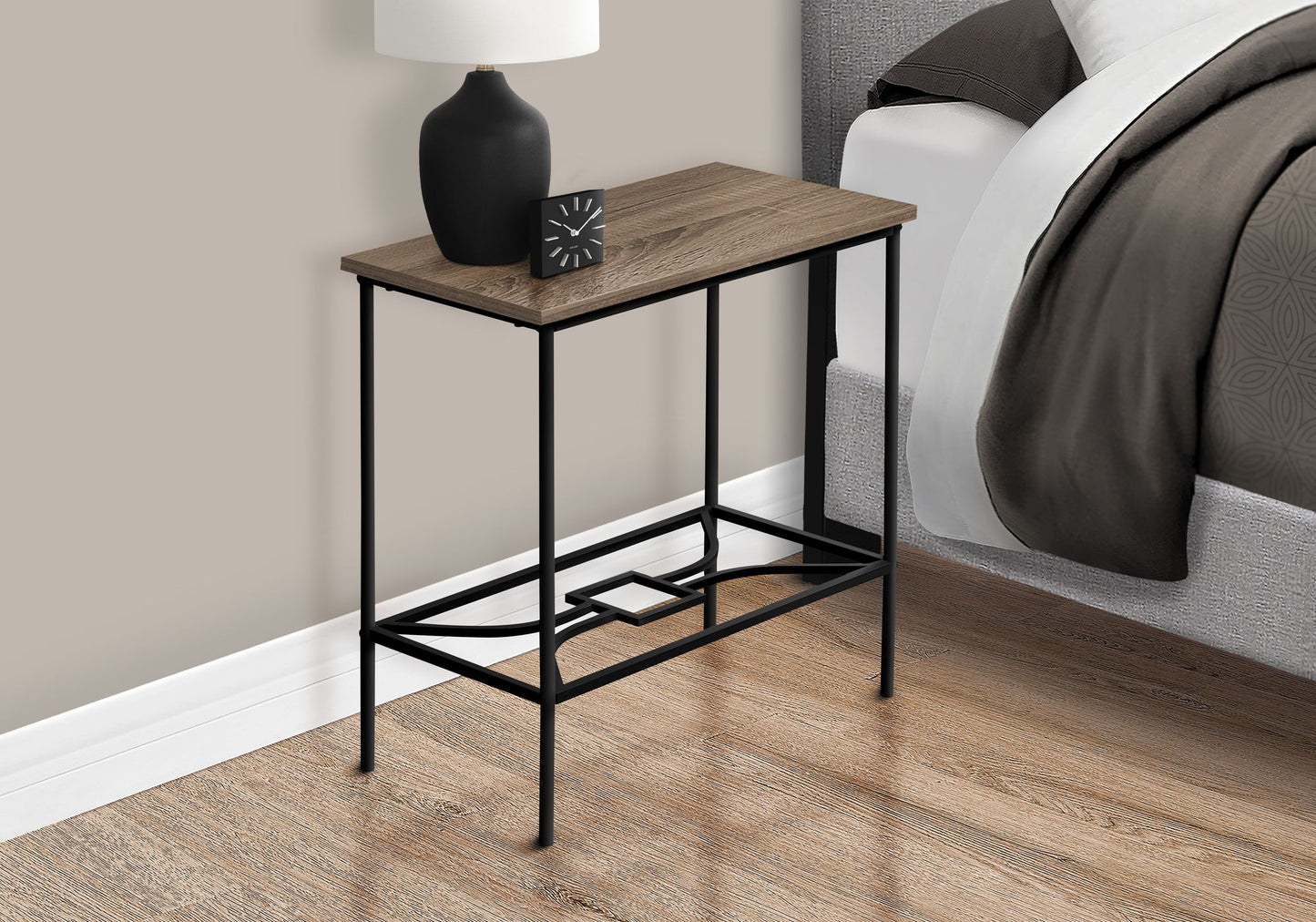 Accent Side Table, Narrow, Small, 2 Tier, Elegant Design